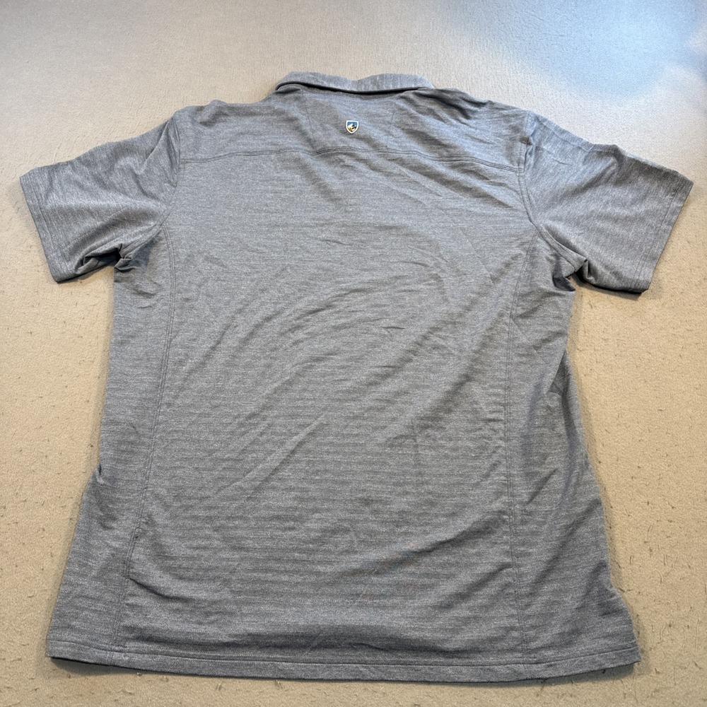 KÜHL Men's XL Polo Shirt Light Gray BLUE Striped Performance Short Sleeve Kuhl - Picture 6 of 7